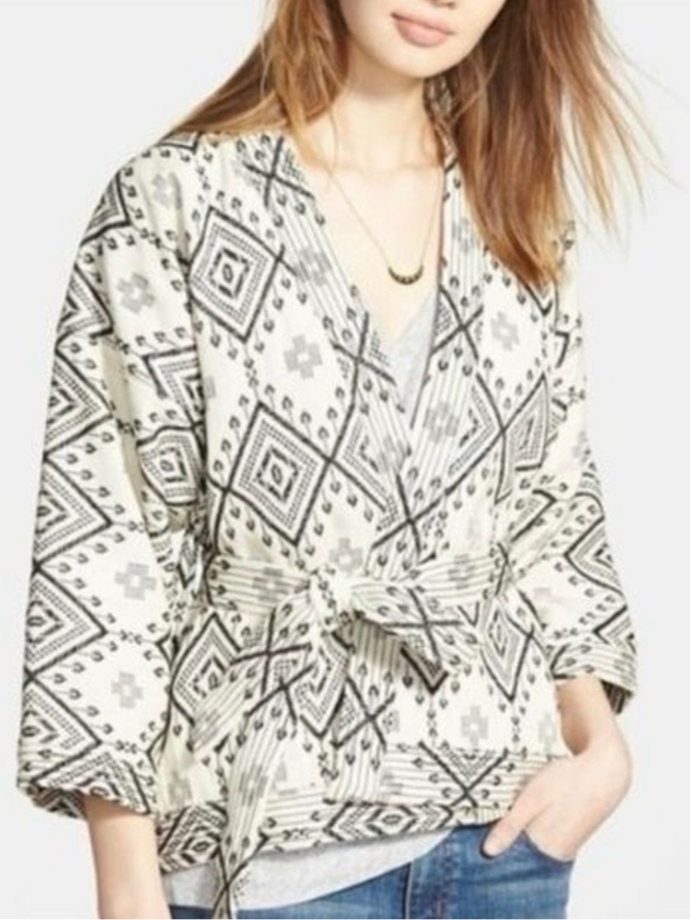 Madewell Cotton Kimono Jacket Geometric